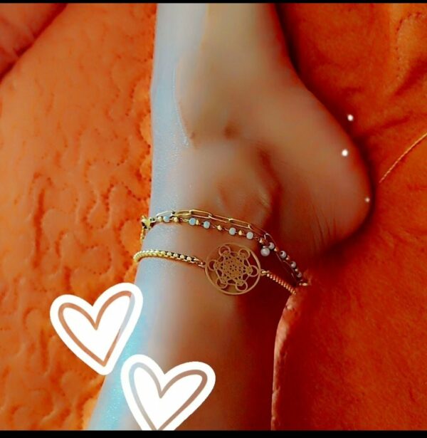 bracelet ou chaîne de pied metatron acier inoxydable or