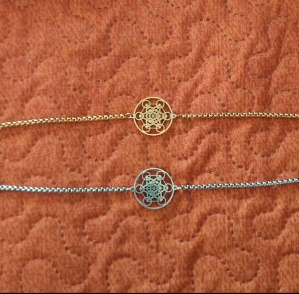 bracelet ou chaîne de pied metatron acier inoxydable or – Image 3