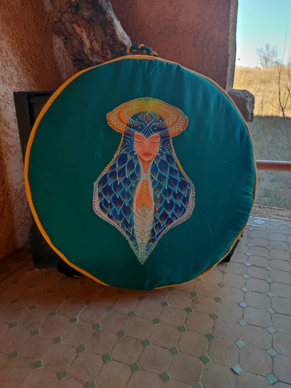 housse pour tambour chamanique 45 cm de diamètre 8 de profondeur.
